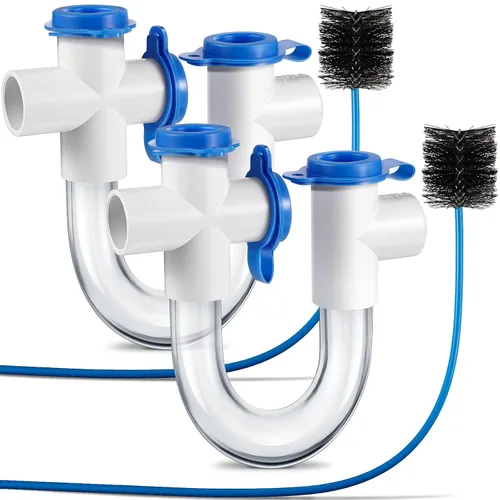 Miniatura 8 de 1 Pack 3/4 Inch Standard Condensate Trap with Cleaning Brush, PVC U Trap for HVAC Systems, Air Conditioner, Effectively Drains Condensate (Clear)