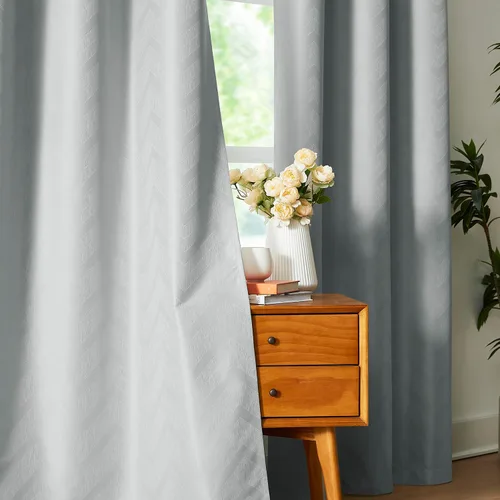 Miniatura 12 de Cortinas opacas para ventana de dormitorio o sala de estar, elegantes cortinas de ventana con patrón geométrico jacquard con respaldo blanco
