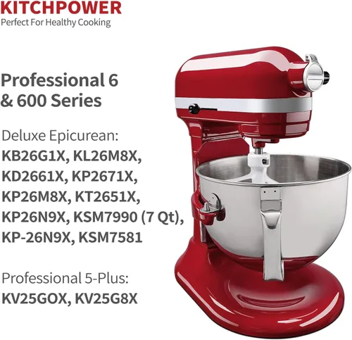 Miniatura 4 de KITCHPOWER 4,5-5 Quart Flex Edge - Batidora para cocina, soporte para cabeza, mezcladores, color blanco, Blanco