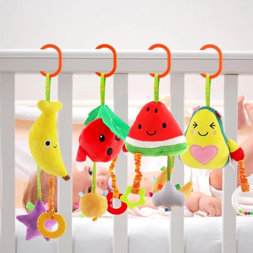 Miniatura 2 de KAKIBLIN Juguetes colgantes para bebé, paquete de 4 juguetes para asiento de automóvil, juguete cognitivo sensorial suave para colgar para cuna