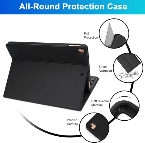 Miniatura 4 de Funda de teclado LAMA para iPad de 10.2 pulgadas, estuche inalámbrico con teclado con soporte para lápices para iPad de 10.2 y 10.5 pulgadas