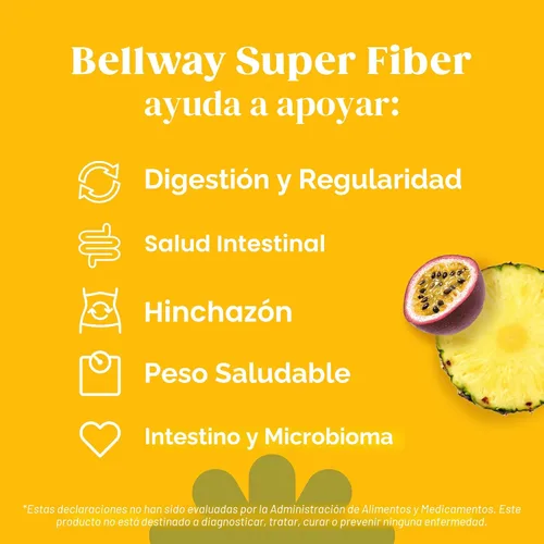 Miniatura 3 de Bellway Polvo súper fibra + fruta, sin azúcar, suplemento de fibra en polvo de cáscara de psyllium orgánico para regularidad, alivio de la hinchazón