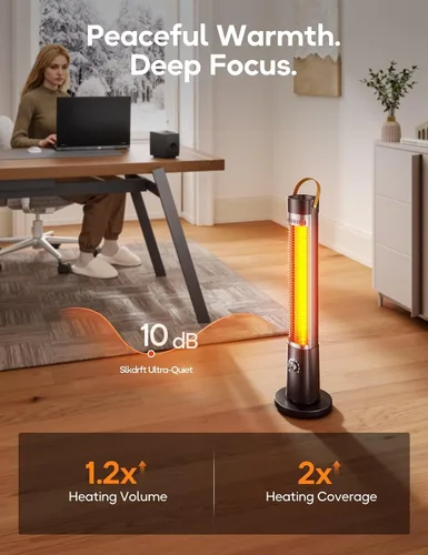 Miniatura 7 de Calentador de exterior para patio, calentadores eléctricos infrarrojos de 32 pulgadas para interiores con control remoto, 1500 W, oscilación de 60°