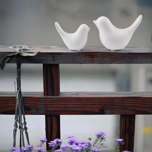 Miniatura 5 de Notakia Estatuas de pájaros blancos pequeños, decoración del hogar, adornos decorativos de estilo moderno para decoración de sala de estar, 2