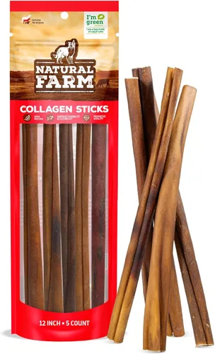 Miniatura 12 de Natural Farm Palitos de colágeno masticables para perros de 6 pulgadas, sin olor, 95% colágeno natural que apoya articulaciones saludables, piel