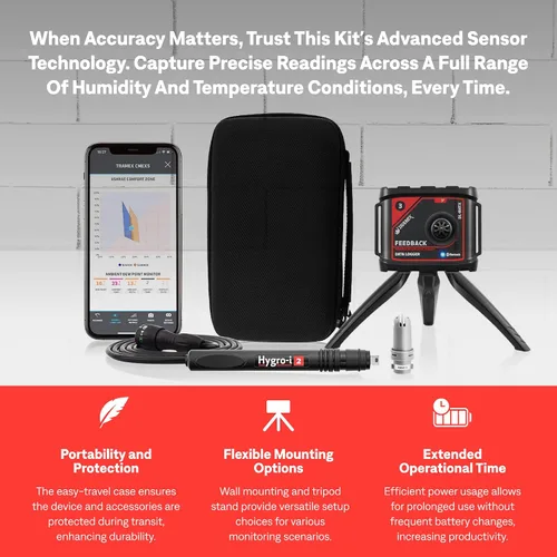 Miniatura 6 de Tramex Feedback Datalogger Starter Kit FBSK5.1 Feedback Datalogger DL-RHTX y Sonda RH con estuche Medida y registro de condiciones ambientales e