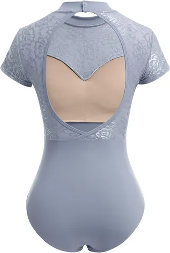 Miniatura 21 de AFAVOM Leotardos de ballet para mujeres adultas con estampado de flores de mariposa sin espalda, leotardos de gimnasia con brasier y prácticas