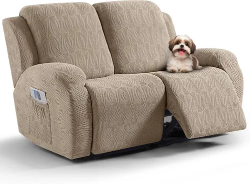 Miniatura 30 de VANSOFY Fundas para sillas reclinables, 4 piezas, elásticas, de tela jacquard, suave funda para silla reclinable, protector de muebles con parte