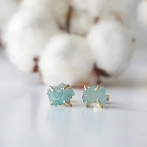 Miniatura 8 de Aretes de tuerca de cristal con piedra natal para mujer
