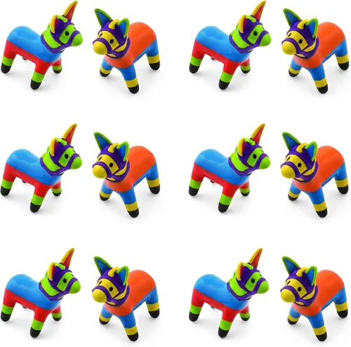 Fun Express Decoraciones de fiesta de vinilo para fiesta de burro, paquete de 12 – Recuerdos de fiesta temática mexicana para celebraciones del