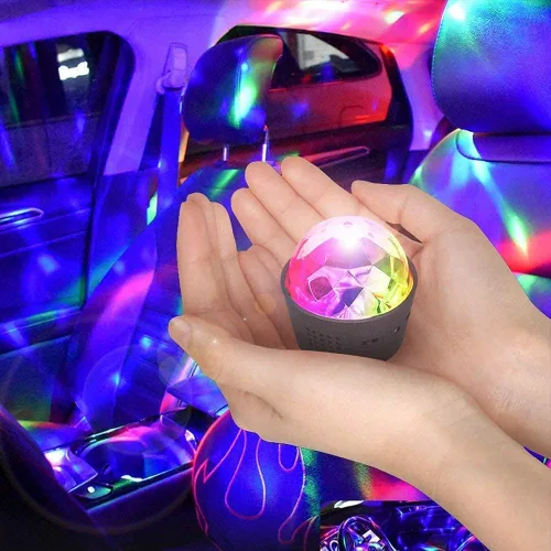 Miniatura 3 de Paquete de 2 mini luces de bola de discoteca activadas por sonido, luces de fiesta de discoteca multicolor, batería recargable por USB, luces