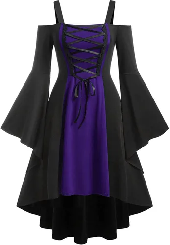 Vestido TWGONE gótico de gran tamaño para mujer, para ocasión especial, amor oscuro, con volantes y mangas con hombro descubierto, mini vestido