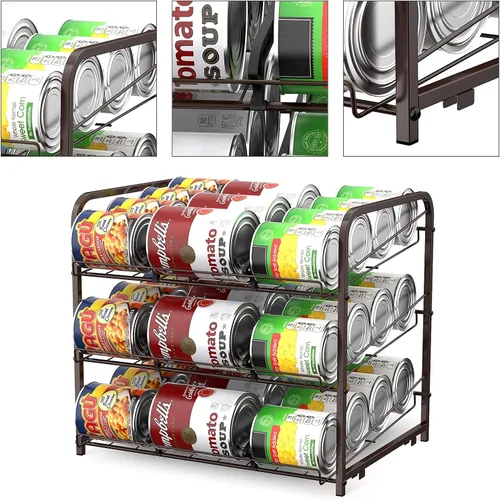 Miniatura 4 de Vrisa Organizador de latas apilable para almacenamiento de alimentos, organizador de latas para despensa, encimera, con capacidad para hasta 72