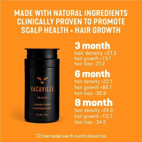 Miniatura 3 de Vacaville Beauty Powder Shampoo for Hair Growth, Orange Scented Waterless, Eco Friendly & Travel Shampoo Natural Vegan Formula for Thinning Hair