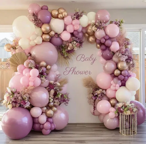 Miniatura 12 de Guirnalda de globos de color burdeos y negro con doble relleno, color rojo oscuro, dorado, granate y negro, kit de arco de globos para cumpleaños