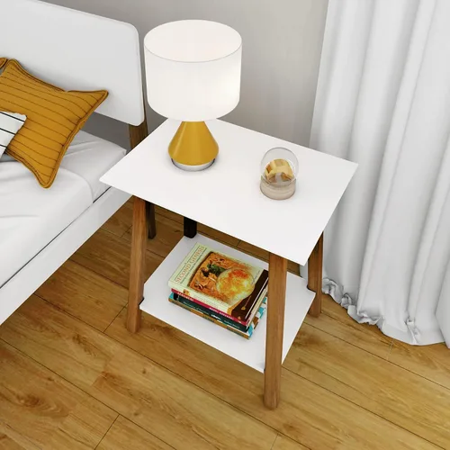 Miniatura 6 de Max & Lily Mesita de noche, moderna mesita de noche de madera maciza de mediados de siglo, mesa auxiliar para dormitorio, mesita de noche