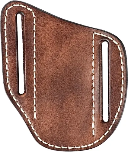 Miniatura 5 de Tourbn Tourbon Funda plegable de cuero para cinturón, funda EDC para hombre, Cross Draw lado derecho, portador de cuchillos trampero con parte