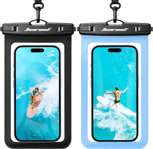 Miniatura 25 de Hiearcool Bolsa impermeable para teléfono, funda impermeable para teléfono con cordón cruzado compatible con iPhone 17, 16, 15, 14, 13 Pro Max de 2