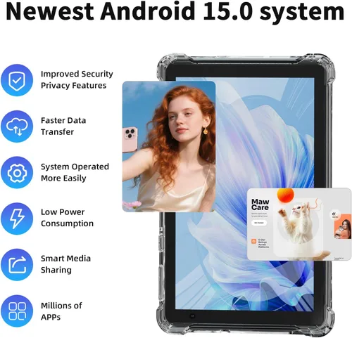 Miniatura 3 de PEICHENG Tableta con Estuche Protector, 7" IPS 1024 * 600 Android 15.0 Tab PC RAM 8GB (3+5 Expand) + ROM 32GB Bluetooth 5.0 WiFi 6 2.4G+5G 2MP+5MP