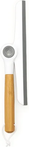 Miniatura 3 de Zadro Escobilla plegable multiusos con mango de bambú y lazo de silicona para colgar (9.5 pulgadas de ancho, bambú/blanco/gris)