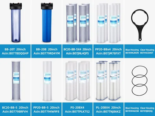 Miniatura 7 de Geekpure Sistema de filtro de agua de 3 etapas para toda la casa con carcasa transparente de 20 pulgadas, 4.5 x 20 pulgadas, 5 micrones, 1 pulgada