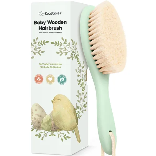 Miniatura 11 de Cepillo de madera para cabello de bebé para niñas y niños, cepillo para cuna, peine de bebé recién nacido, peine de cerdas de cabra suaves para Rubor
