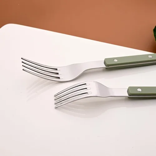 Miniatura 3 de Juego de 20 cubiertos de acero inoxidable para 4 piezas con mango de plástico acrílico, mantequilla y cuchillo de cena, juego de cubiertos
