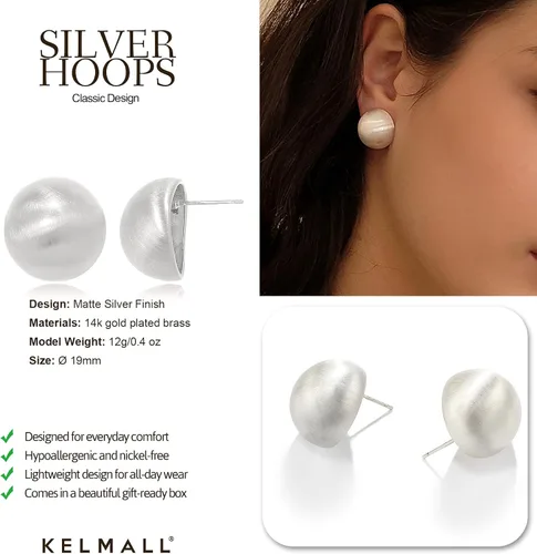 Miniatura 22 de KELMALL Aretes tipo argolla de oro de 14 quilates para mujer, hipoalergénicos, gruesos, redondos, no se deslustra, para orejas sensibles