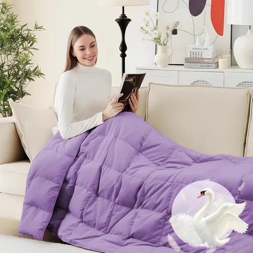 Miniatura 10 de Deodar Manta de fibra de plumón natural para sofá cama, edredón de sofá, manta ligera para exteriores, tela de piel de durazno, 50 x 70 pulgadas