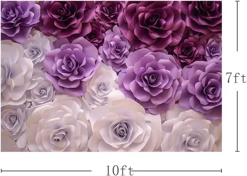 Miniatura 3 de MEHOFOND Fondo de fotografía de rosas de 10 x 7 pies, color morado y blanco, para niña, cumpleaños, mujer, retrato de fondo para boda, despedida