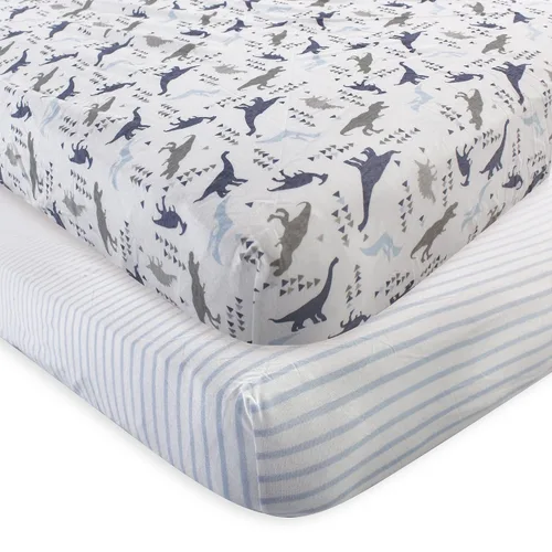Miniatura 2 de Touched by Nature Sábana de cuna unisex de algodón orgánico para bebés y niños pequeños, a cuadros, gris sólido, talla única