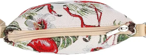 Miniatura 6 de Signare Tapiz pequeño bandolera para mujer con diseño de flamenco rosa y verde (Flang), Flamenco