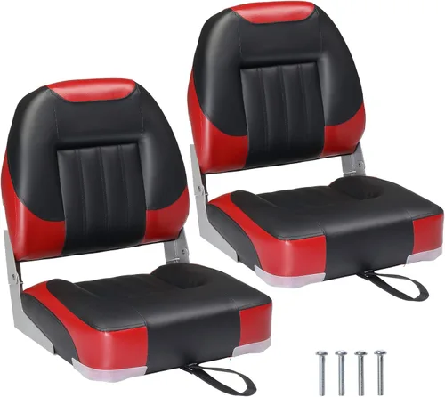 Miniatura 14 de PEXMOR Asientos de barco, respaldo bajo/alto, plegables, impermeables, asiento de capitán, 2 paquetes (respaldo alto, azul y blanco)