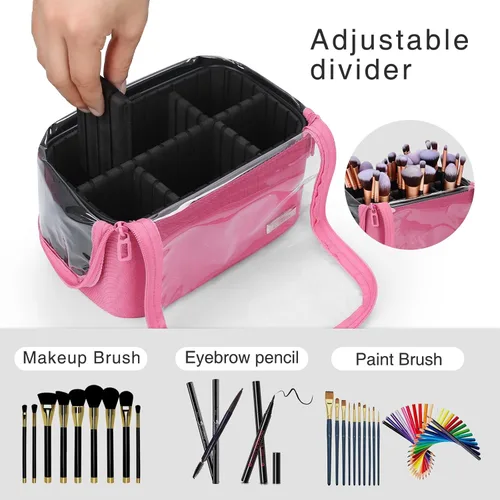 Miniatura 2 de TANTO Estuche para brochas de maquillaje de pie, soporte para brochas de maquillaje, bolsa de cosméticos profesional de viaje, bolsa de Rosa rosado