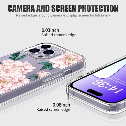 Miniatura 4 de LUHOURI Funda para iPhone 15 Pro Max con protector de pantalla, transparente de acrílico, diseños de moda para mujeres y niñas, funda protectora a