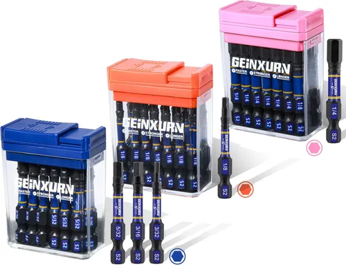 Miniatura 23 de Geinxurn Juego de Puntas de Destornillador de Impacto #2 Phillips, 43 piezas Brocas Magnéticas PH2 (1" y 2") S2 de Acero con Caja de Almacenamiento