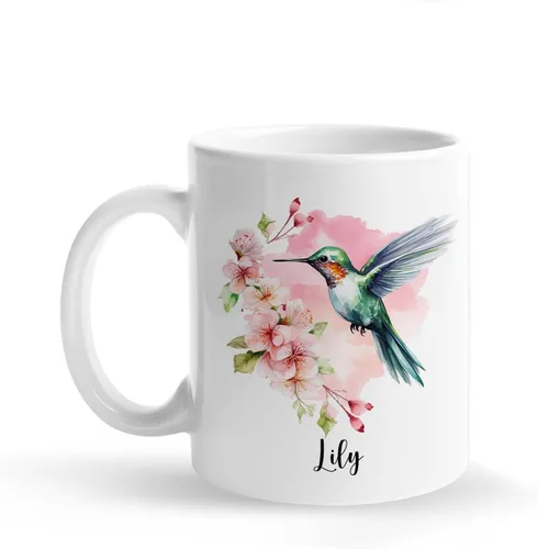 Miniatura 21 de Taza de café personalizada con loro en un bosque tropical, tazas personalizadas de animales, taza con nombre personalizado para cumpleaños