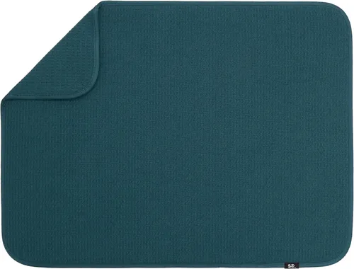 Miniatura 43 de S&T INC. Tapete de microfibra para secado de platos, reversible y absorbente para cocina, de 16 x 18 pulgadas, color negro