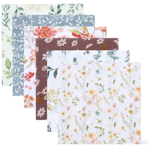 Miniatura 3 de LifeTree Toallas de muselina para bebé, paquete de 6 paños de lavado unisex para niños y niñas, 70% viscosa de bambú y 30% algodón, toallas de baño