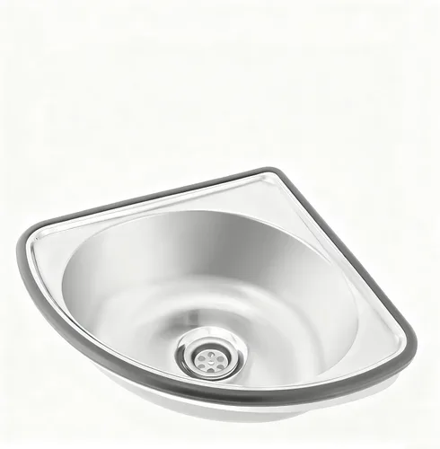 Miniatura 5 de Fregadero de acero inoxidable montado en la pared de un solo cuenco, lavabo triangular grueso para fregadero pequeño para cocina, baño, lavabo