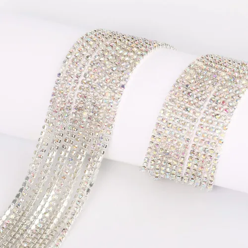 Miniatura 7 de Cadikez - Cadena de diamantes de imitación de 10 metros (11 yardas), cadena de cierre de diamantes de imitación arcoíris AB, cadena de cristal
