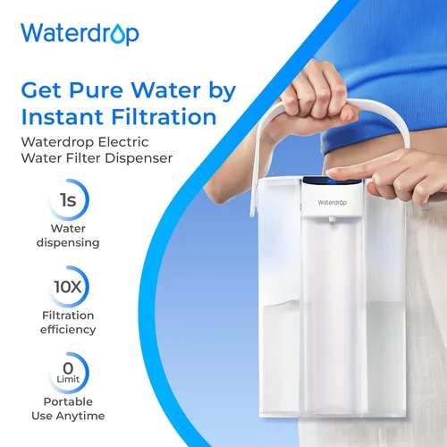 Miniatura 2 de Waterdrop - Jarra con filtro de agua recargable, reduce el 99,6% del plomo y más de 45 impurezas, dispensador de agua eléctrico de 1 año, sistema