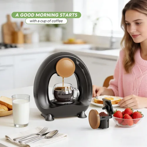 Miniatura 7 de Cafetera de una sola porción 2 en 1, cafetera rápida de 1400 W para cápsulas K-Cup y café molido, cafetera americana y de té de un solo toque con 2