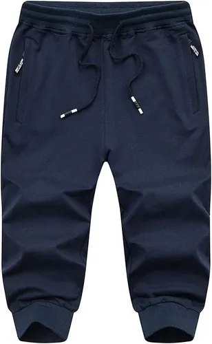 Miniatura 3 de MAGNIVIT Pantalones capri 34 para hombre, pantalones cortos de entrenamiento, gimnasio, debajo de la rodilla, bolsillos con cremallera