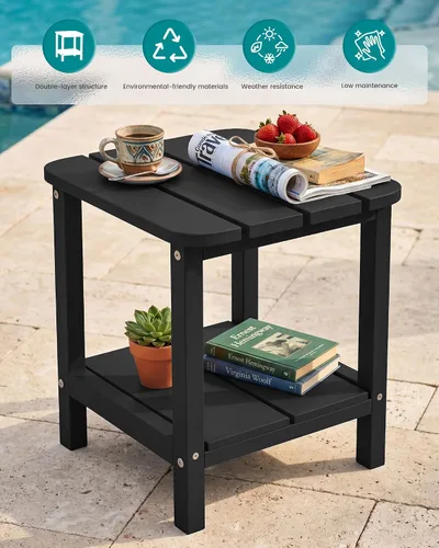 Miniatura 5 de SERWALL Mesa auxiliar Double Adirondack, Mesa auxiliar de forma rectangular, Negra