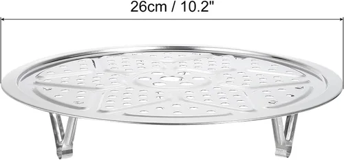 Miniatura 2 de uxcell Rejilla de vaporización de acero inoxidable con soporte, bandeja de vaporización de 26 cm para utensilios de cocina al vapor, olla a presión