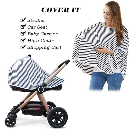 Miniatura 6 de Funda de lactancia para bebé y poncho de lactancia, cubierta multiusos para toldo de asiento de automóvil, cubierta de carrito de compras, cubierta