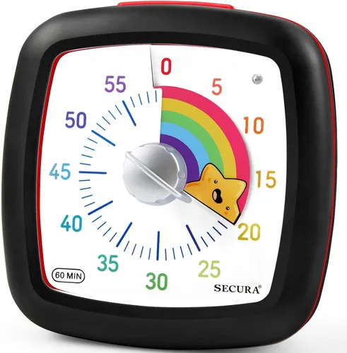Miniatura 9 de Secura - Temporizador visual de 60 minutos, temporizador silencioso de estudio para niños y adultos, relojes de tiempo, temporizador de cuenta