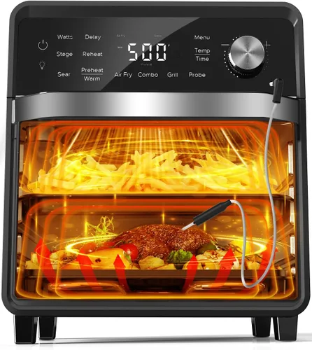 Nuwave Horno de Convección y Freidora de Aire Eléctrico Combo con Calentadores de Funda, Sabor de Asado Auténtico, Nuevo Sistema de Convección 2024,