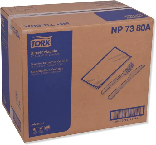 Miniatura 8 de Tork Servilleta blanca extra suave, 1/8 pliegue de 3 capas, 17" x 16.1", 6 x 290 servilletas, NP7380A
